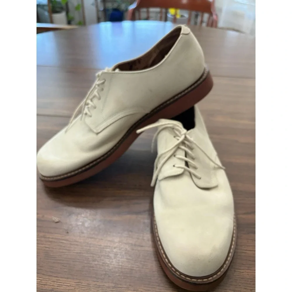 Bass Middlebury Leather Oxford Shoes Men's 10.5 Cream Tan Lace Up Dress Casual